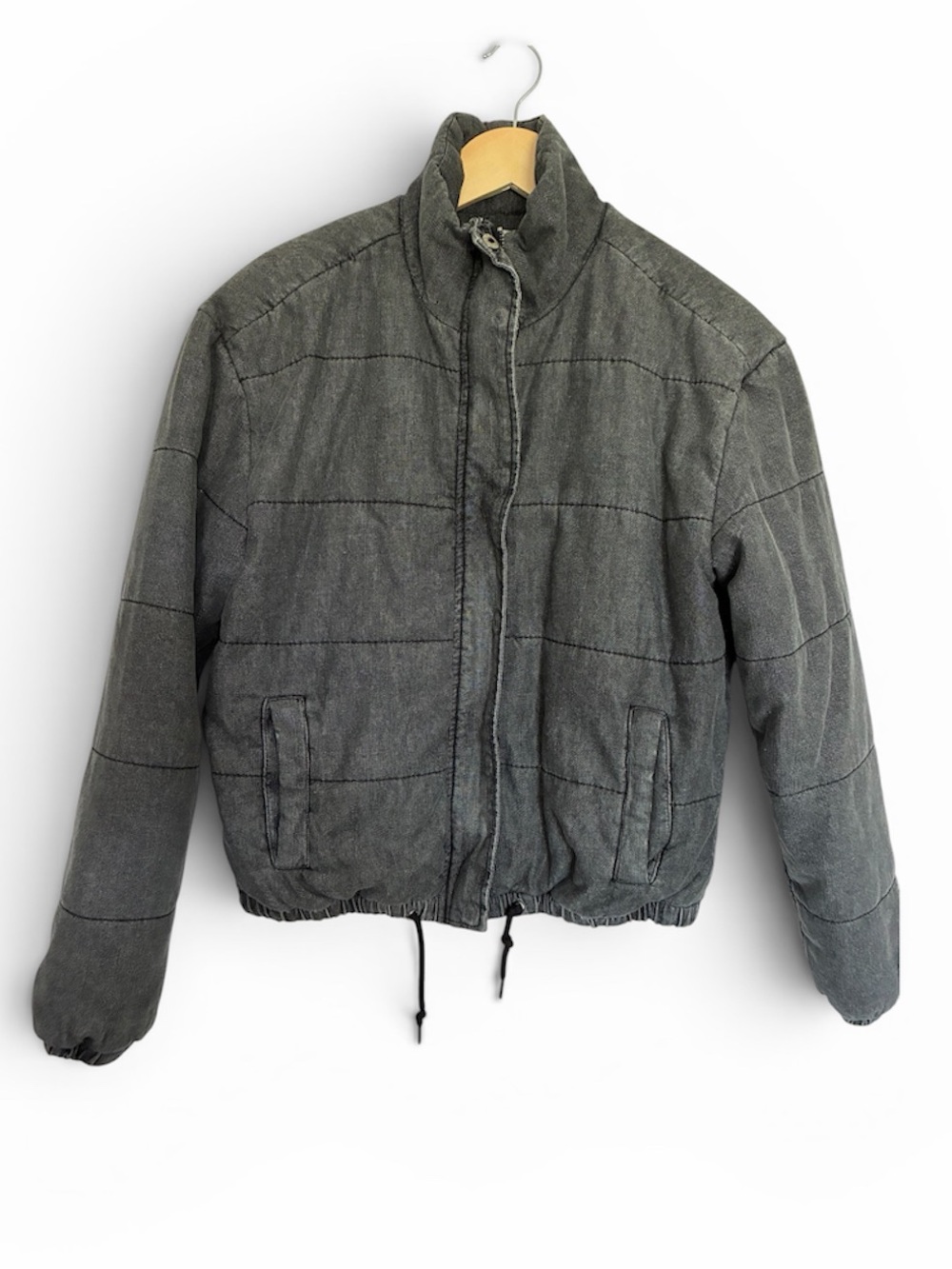 West of Melrose Grey Quilted Puffer Jacket sz S